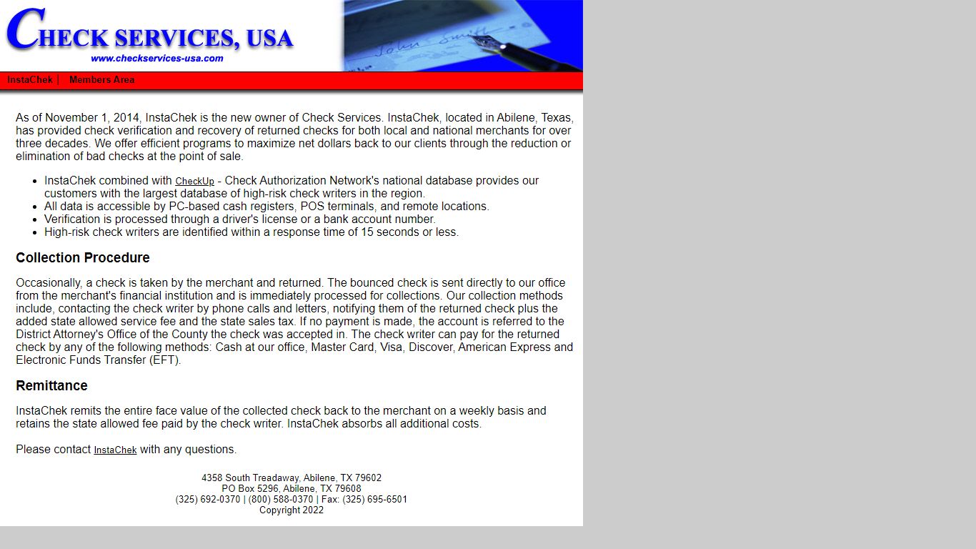 Check Services, USA